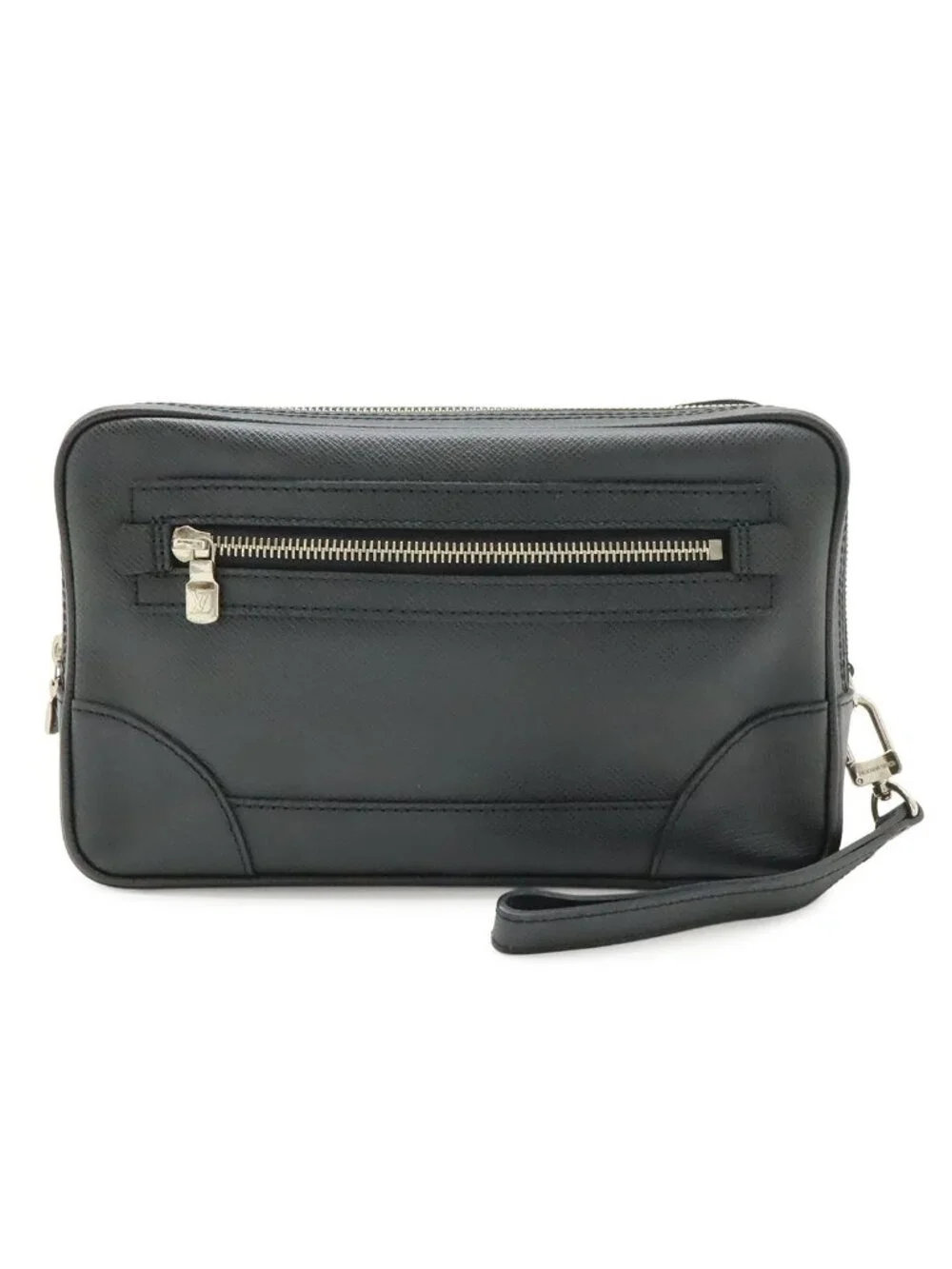 Louis Vuitton Taiga Pavel Clutch Leather Ardoise Black Silver